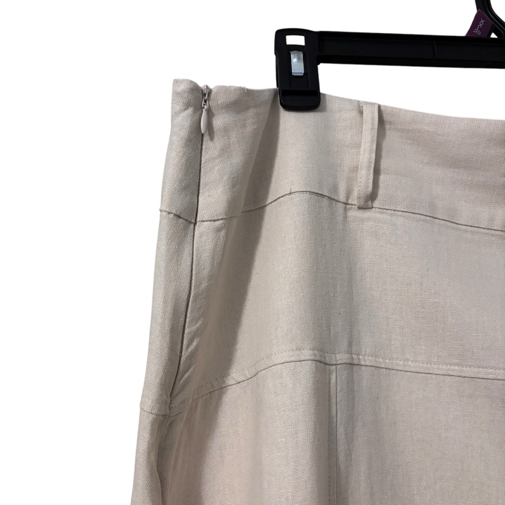 Athena Maria midi seamed skirt Linen blend side zip khaki Women's Size XL - Picture 6 of 10